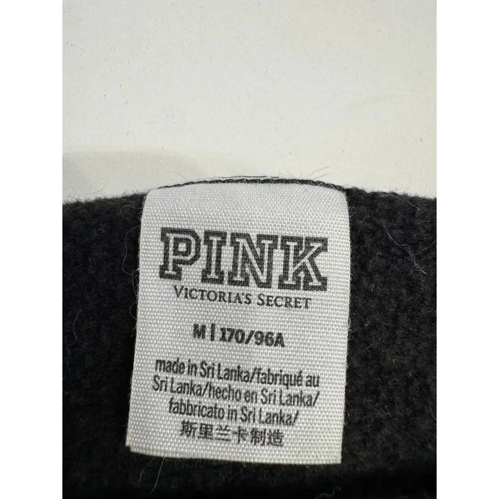 PINK Victorias Secret Black White Everyday Lounge Off The Shoulder Sweater Sz M - Picture 2 of 5